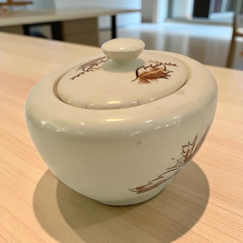 Vintage MCM Knowles Sugar Bowl Leaves and Wheat Design - Picture 8 of 8